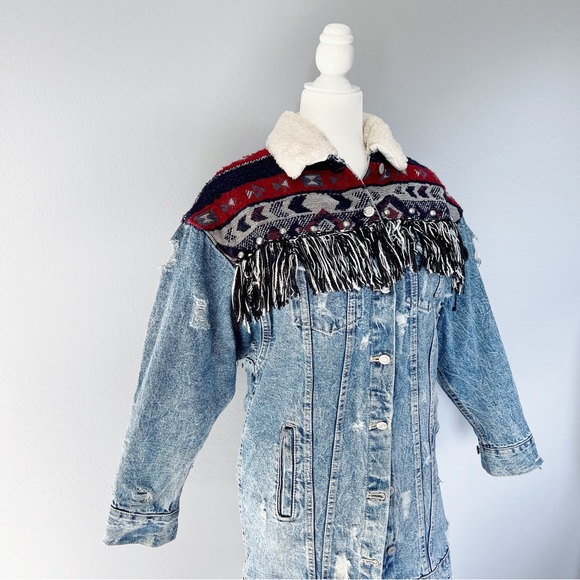 Zara Denimwear Aztec Fringe Jacket - Picture 4 of 13